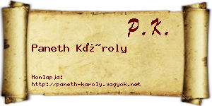 Paneth Károly névjegykártya